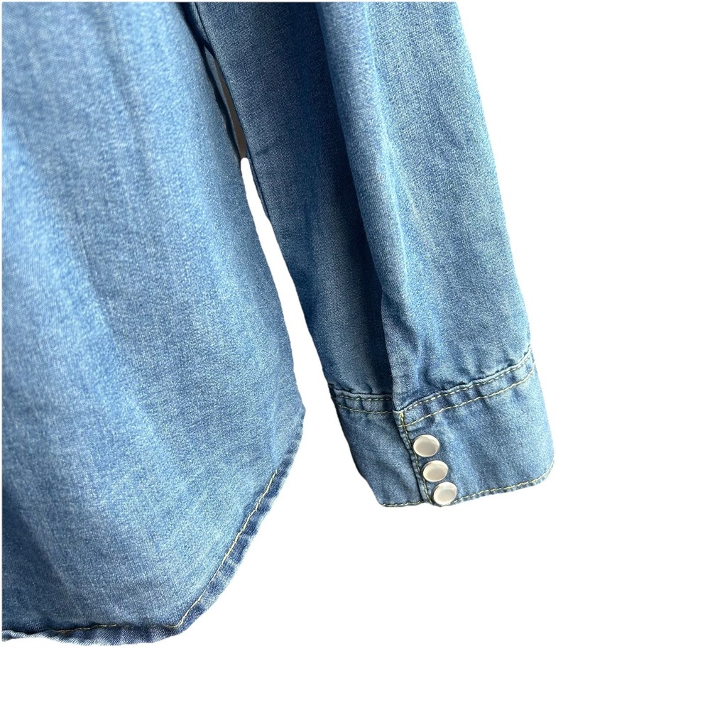 AVA COSTUME Women's X-Large Dark Blue Denim Long Sleeve Double Pockets Shirt - Picture 10 of 11